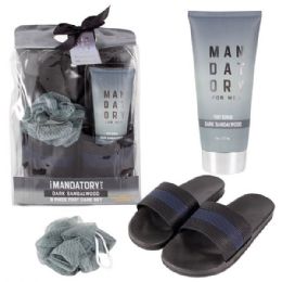 12 of Black/blue Mens Slipper Set (bag Version W/ Loofah + All Over Wash)