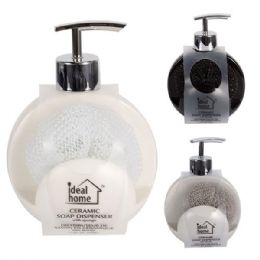 24 pieces Ceramic soap dispensar with sponge 340ml - Soap Dishes & Soap Dispensers