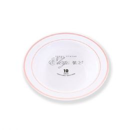 12 pieces Elegance Bowl 5oz White + 2 Line Stamp Rose Gold - Plastic Dinnerware