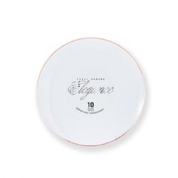 12 pieces Elegance Plate 6.3in White + Rim Stamp Rose Gold - Plastic Dinnerware