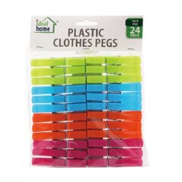 48 pieces Ideal Home Plastic Cloth Pegs 24CT - Clothes Pins