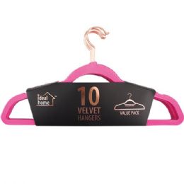 12 pieces Ideal Home Velvet Hanger 10PK Pink Rose Gold - Hangers