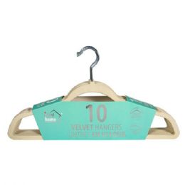 12 pieces Ideal Home Velvet Hanger 10PK Beige Chrome Hook - Hangers