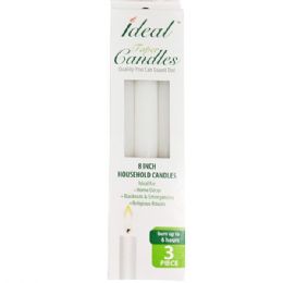 36 pieces Ideal Taper Candles 8in 3PK - Candles & Accessories