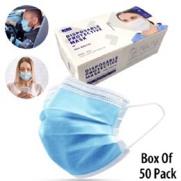 Disposable Face Mask 50PK Blue