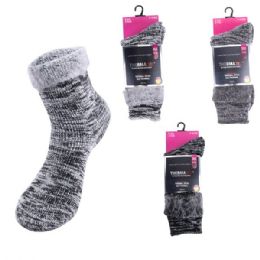 84 pieces Thermaxxx Winter Thermal Socks HD Marled Ladies - Womens Fuzzy Socks