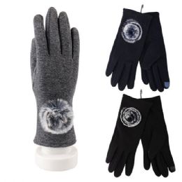 144 of Thermaxxx Ladies Fashion Gloves w/ Touch Fur Ball