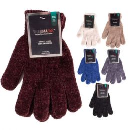 144 pieces Thermaxxx Winter Chenille Glove Assorted Colors - Fleece Gloves