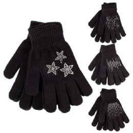 72 pieces Thermaxxx Winter Magic Glove w/ Stones 2 Pairs - Fleece Gloves
