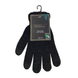 144 pieces Thermaxxx Chenille Gloves w/ Touch Black Only - Fleece Gloves