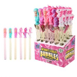 48 pieces Water World Bubble Stick 14in Girls Assorted - Bubbles