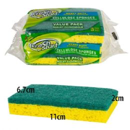 48 Wholesale Fresh Start Heavy Duty Sponge 3Pack
