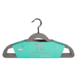 12 of Ideal Home Velvet Hanger 10PK Grey Chrome Hook