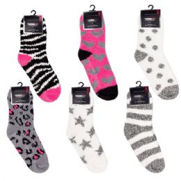 Fuzzy Slipper Socks - Assorted, 144 Count