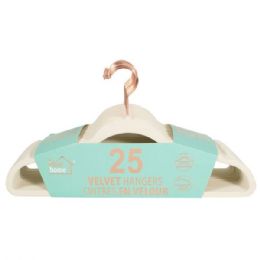 4 of Ideal Home Velvet Hanger 25PK White Rose Gold Hook