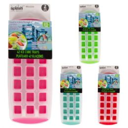 24 Wholesale Splash Silicone Ice Tray 2PK 42 Cubes Rectangular
