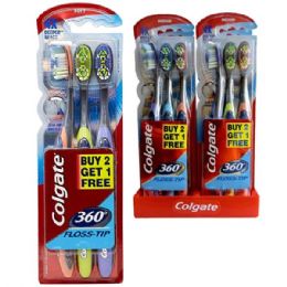 36 Wholesale Colgate Toothbrush 360 Floss Tip 3PK