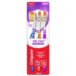 60 Wholesale Colgate Toothbrush Zig Zag 3PK Anti-Bacterial