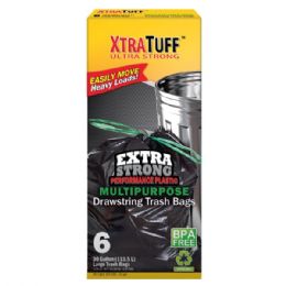 24 pieces Xtratuff Trash Bag Box 30G 6CT Drawstring Black - Garbage & Storage Bags