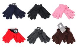 24 of Womens Assorted Color Fleece Glove