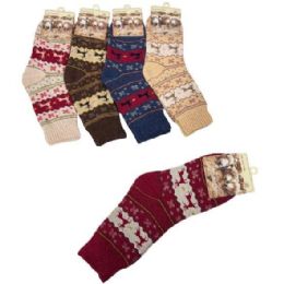 24 of Ladies Lamb's Wool Socks Reindeer/snowflakes