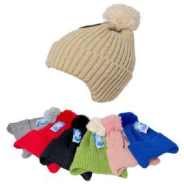 48 Pieces Children's Ear Cover Pom Pom Knit Hat - Junior / Kids Winter Hats