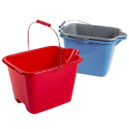 20 of Bucket Plastic W/handle9.7l/2.5gal Rectangular Shape3ast Colors Red/blue/grey