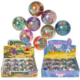 24 of Bouncing Ball Light Up 1 Each Dino/mermaid 12pc Pdq/mstr Ctn W/glitter/tinsel 4ast Per Style