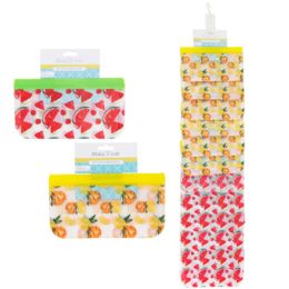 24 pieces Food Storage Bag Reusable 2ast Printed 2pk Snack Size 8.7x4.7in On 12pc Disp Strip B&c Tcd - Food Storage Containers