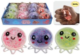 24 of Squishy Octopus LighT-Up Microbead 2.5in 4ast In 12pc Pdq Ea Pb/label