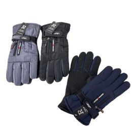 120 of Men's Lined Waterproof Snow Gloves With Zipper Solid Colors