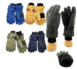 24 Pairs Boys Heavy Duty Winter Gloves In Assorted Colors - Fuzzy Gloves