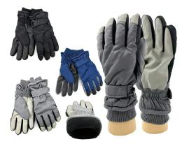 24 Pairs Mens Heavy Duty Winter Touch Gloves In Assorted Colors - Fuzzy Gloves