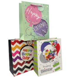 144 Wholesale Happy Birthday Large Gift Bag Shaker