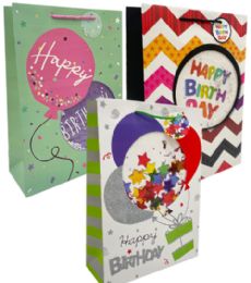 120 Wholesale Happy Birthday Xlarge Gift Bag Shaker