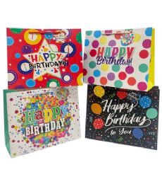 144 Wholesale Happy Birthday Large Premium Gift Bag