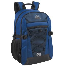 24 Pieces 19 Inch Bungee Jacquard Cord Backpack With Padded Laptop Section - Navy - Backpacks 18" or Larger