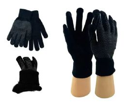 24 of Unisex Black Gripper Winter Gloves