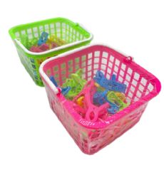 24 Pieces 24pc Plastic Clothes Pin W Basket - Clothes Pins
