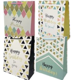 96 Wholesale Happy Birthday Large Gift Bag