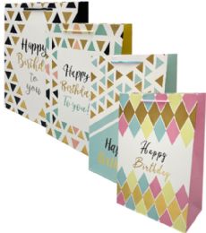 96 Wholesale Happy Birthday Xlarge Gift Bag