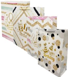 96 Wholesale Happy Birthday Xlarge Gift Bag