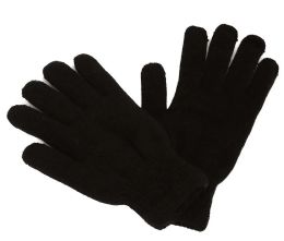48 Pieces Adult Black Winter Gloves - Fuzzy Gloves