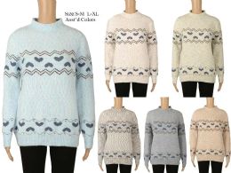 48 Pieces Women's Heart Print Sweater - Women's Winter Jackets