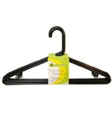 38 Wholesale Plastic 6 Pack Adult Hanger Black