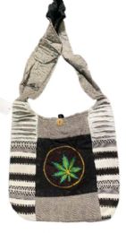 5 of Marijuana Leaf Embroidered Handmade Hobo Bag
