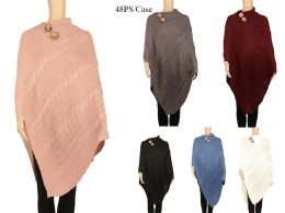 48 Pieces Women's Poncho Scarf - Winter Pashminas and Ponchos