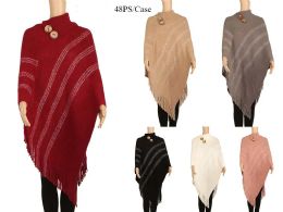 48 Pieces Woman Poncho Scarf - Winter Pashminas and Ponchos
