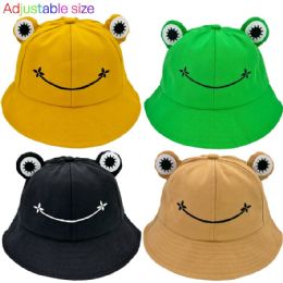12 of Adjustable Frog Bucket Hats - Mixed Colors