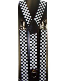 36 pieces Black and White Checkered Kid Suspender - Suspenders